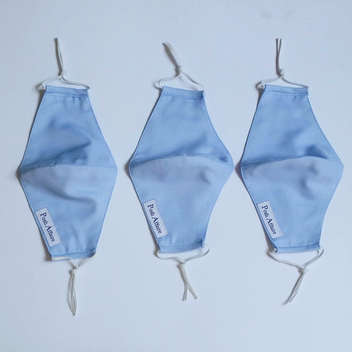 fabric face masks with elastic ear loops | baby blue | set of 3