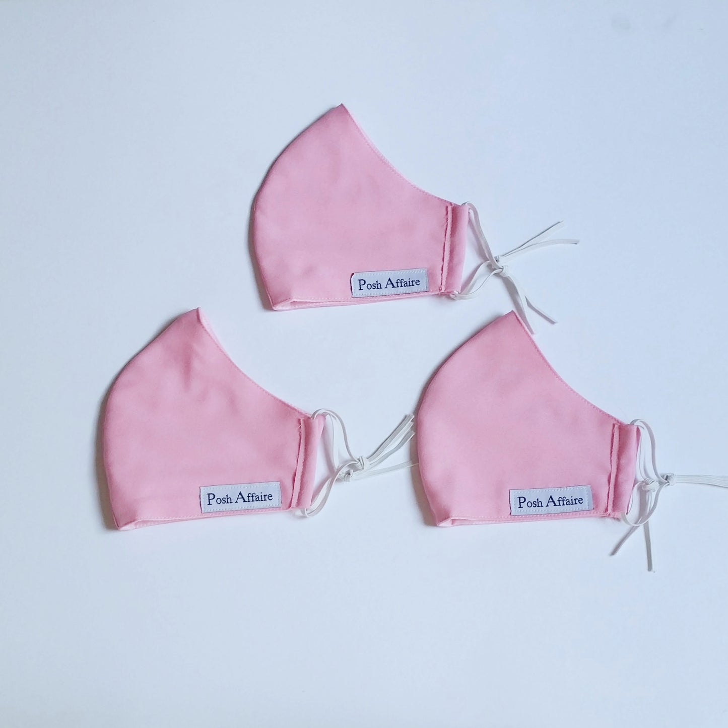 fabric face masks with elastic ear loops | baby pink | set of 3