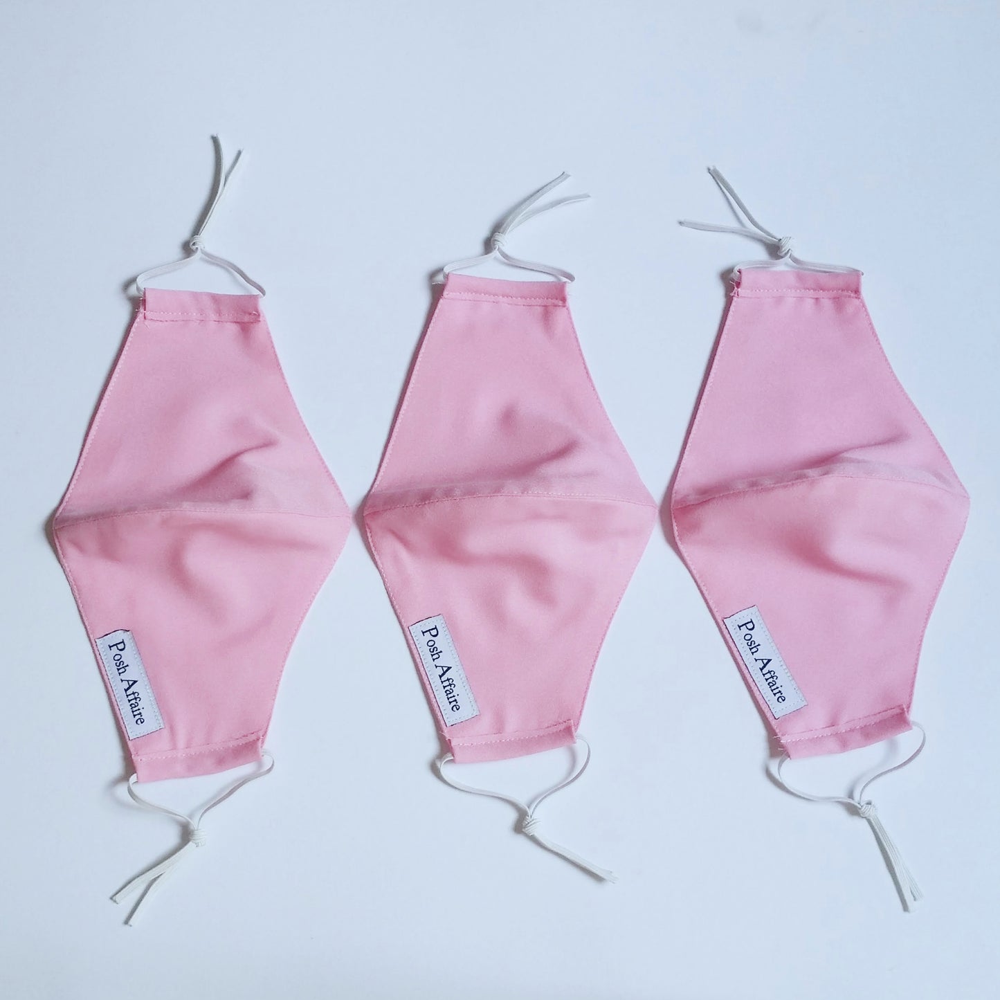 fabric face masks with elastic ear loops | baby pink | set of 3