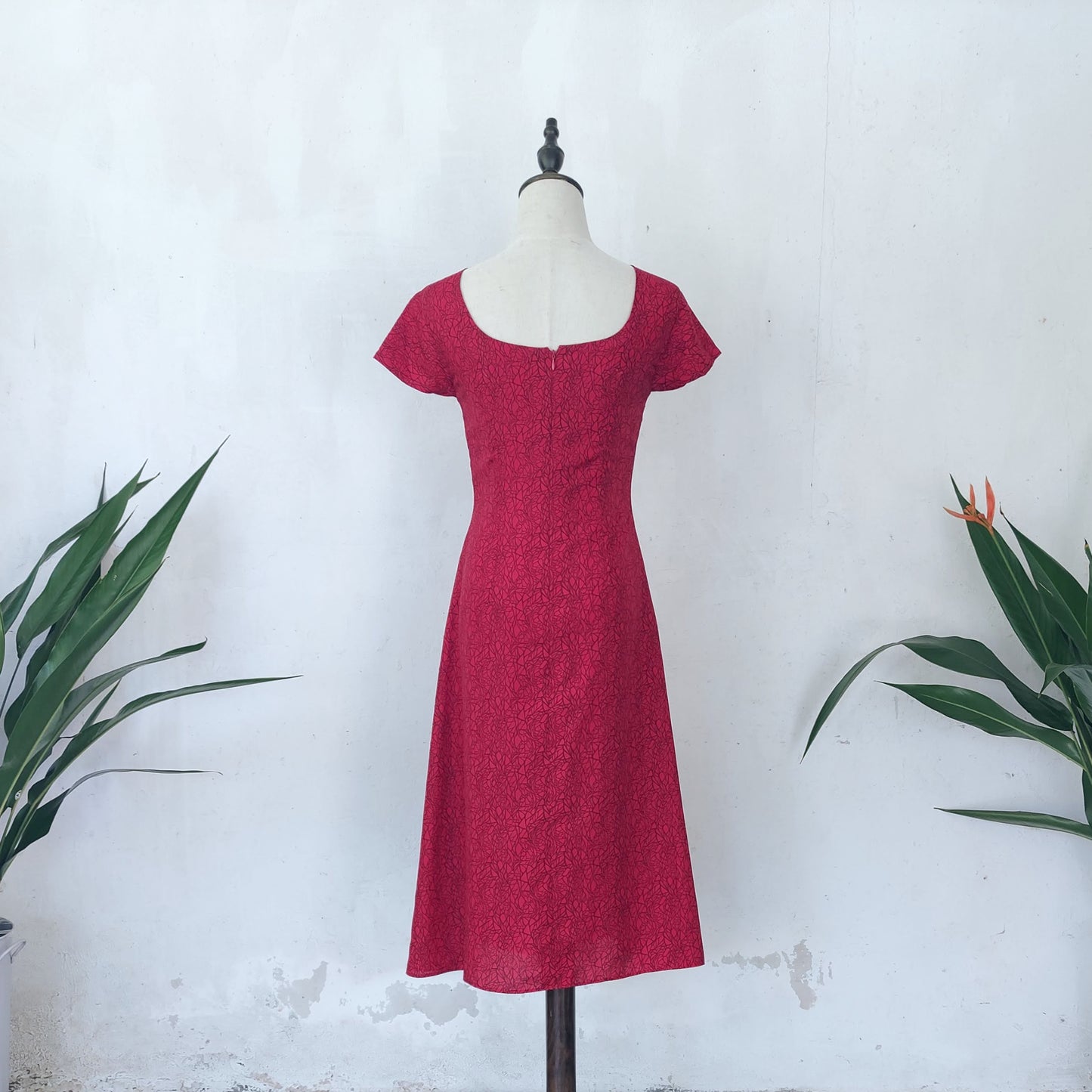 fit and flare midi dress red | cotton dress