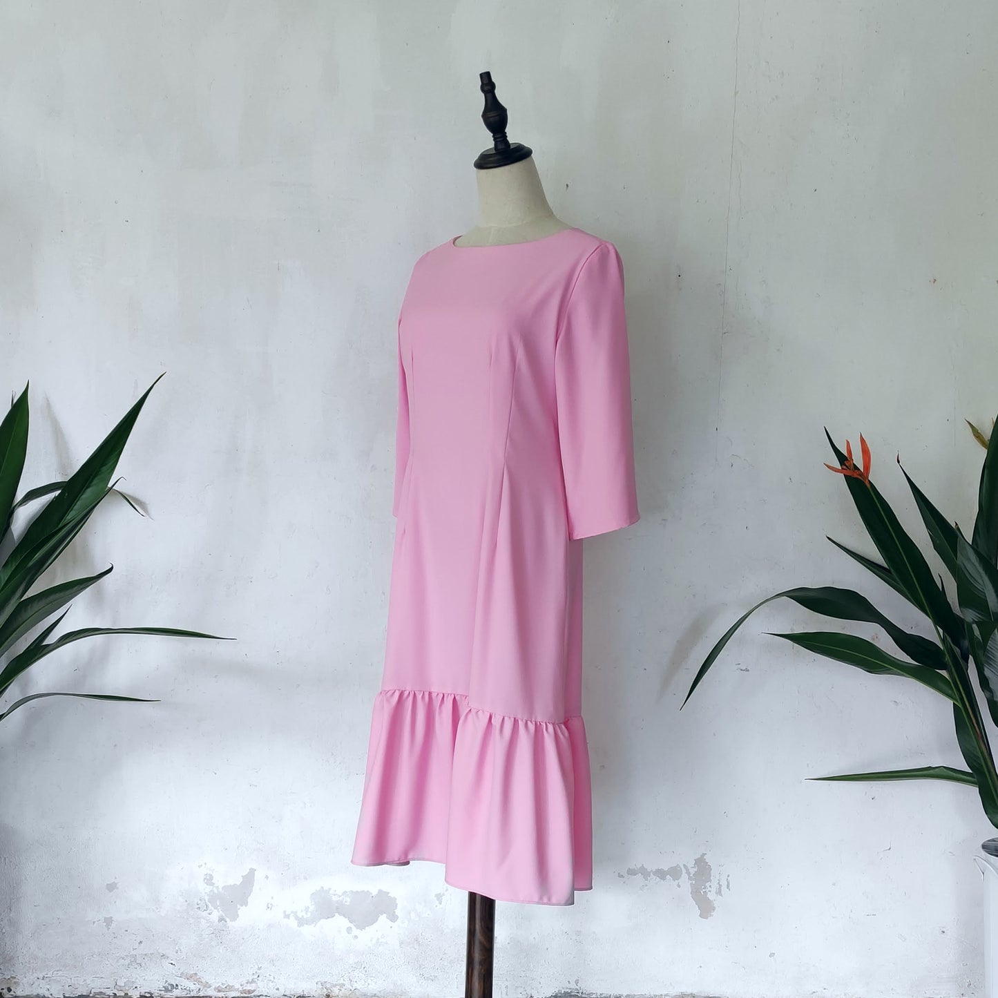 kimono sleeve midi dress | baby pink | posh affaires