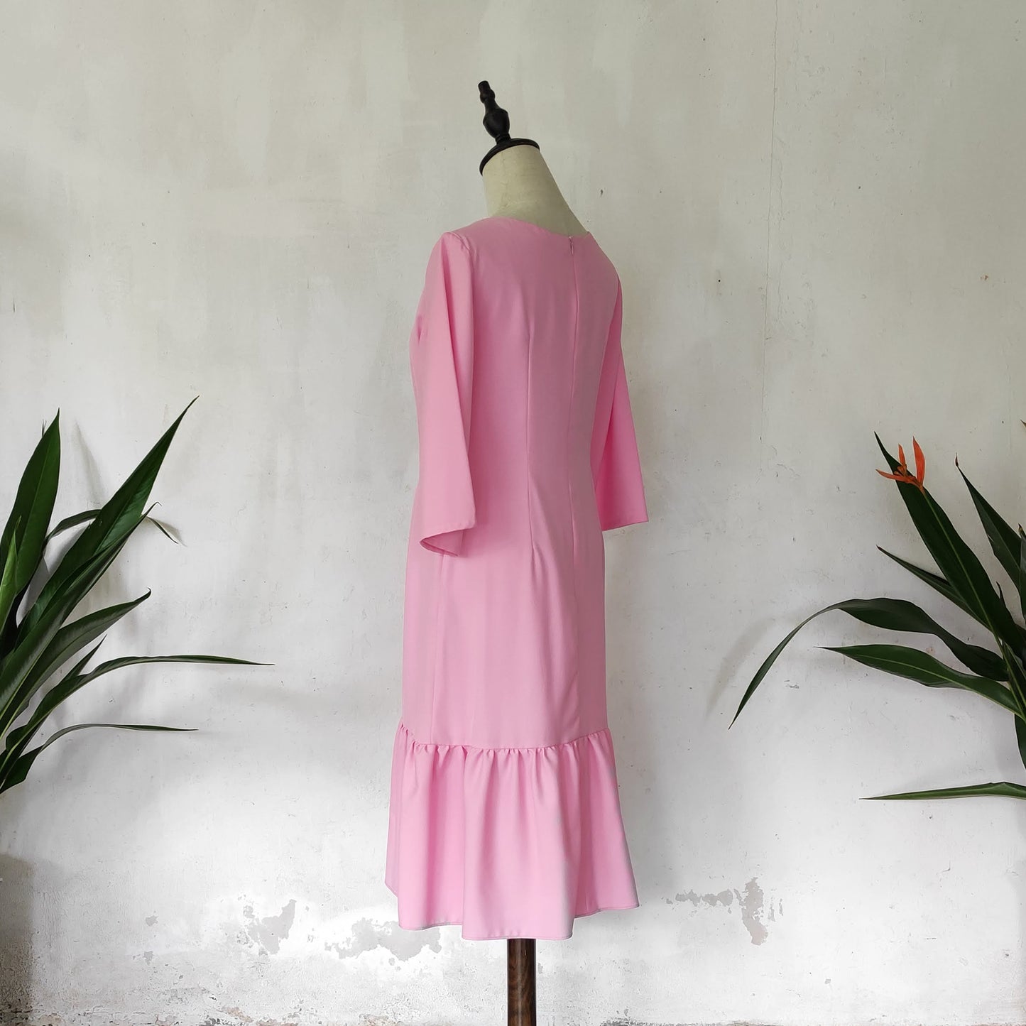 kimono sleeve midi dress | baby pink | posh affaires