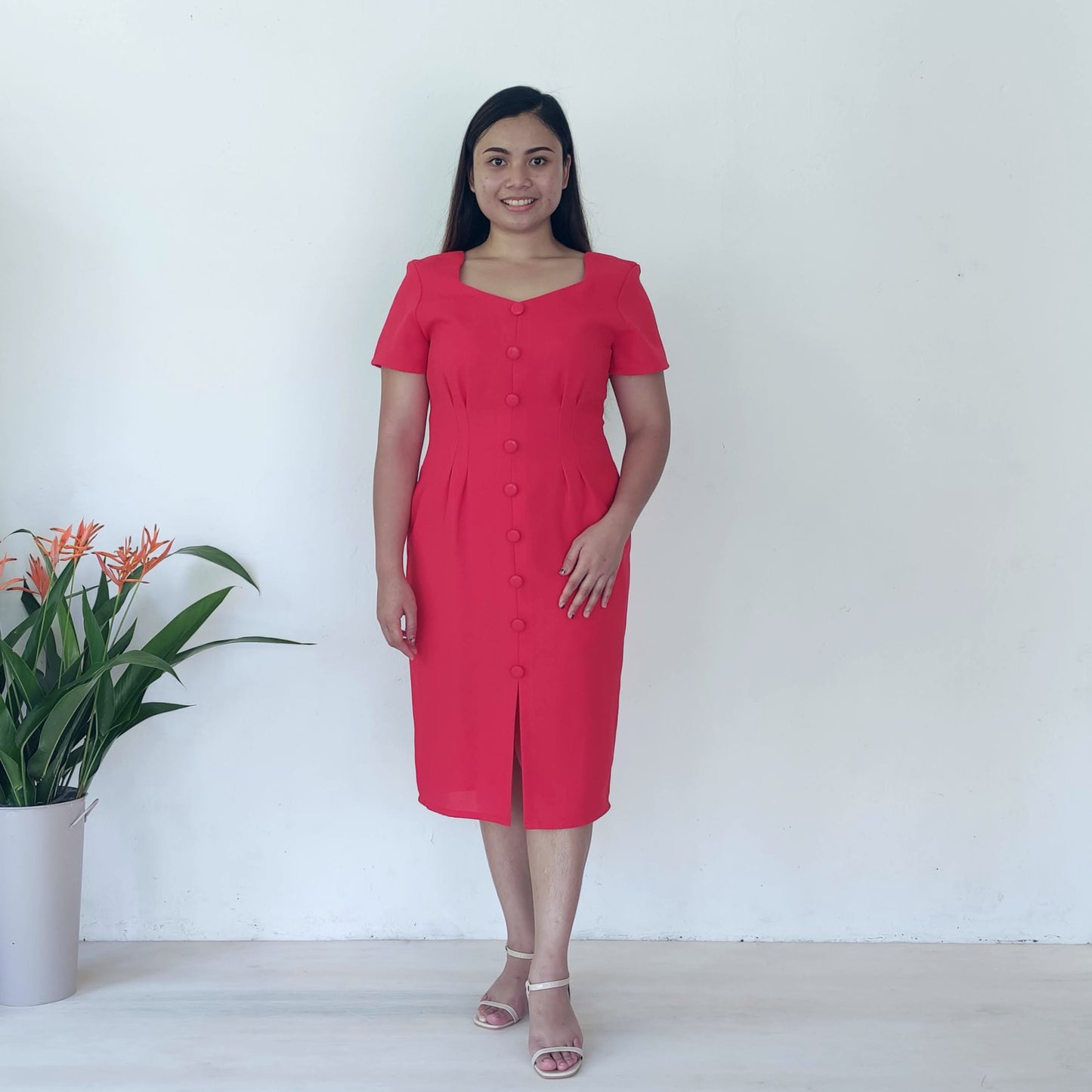 sweetheart neckline pencil dress | red | posh affaires