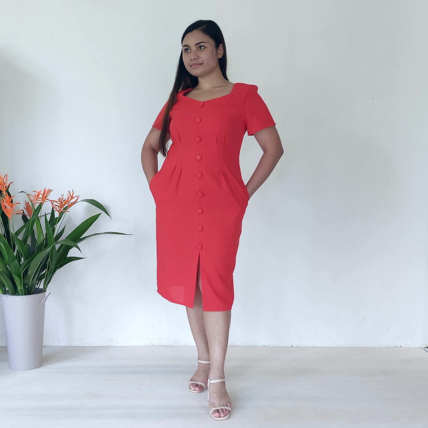 sweetheart neckline pencil dress | red | posh affaires