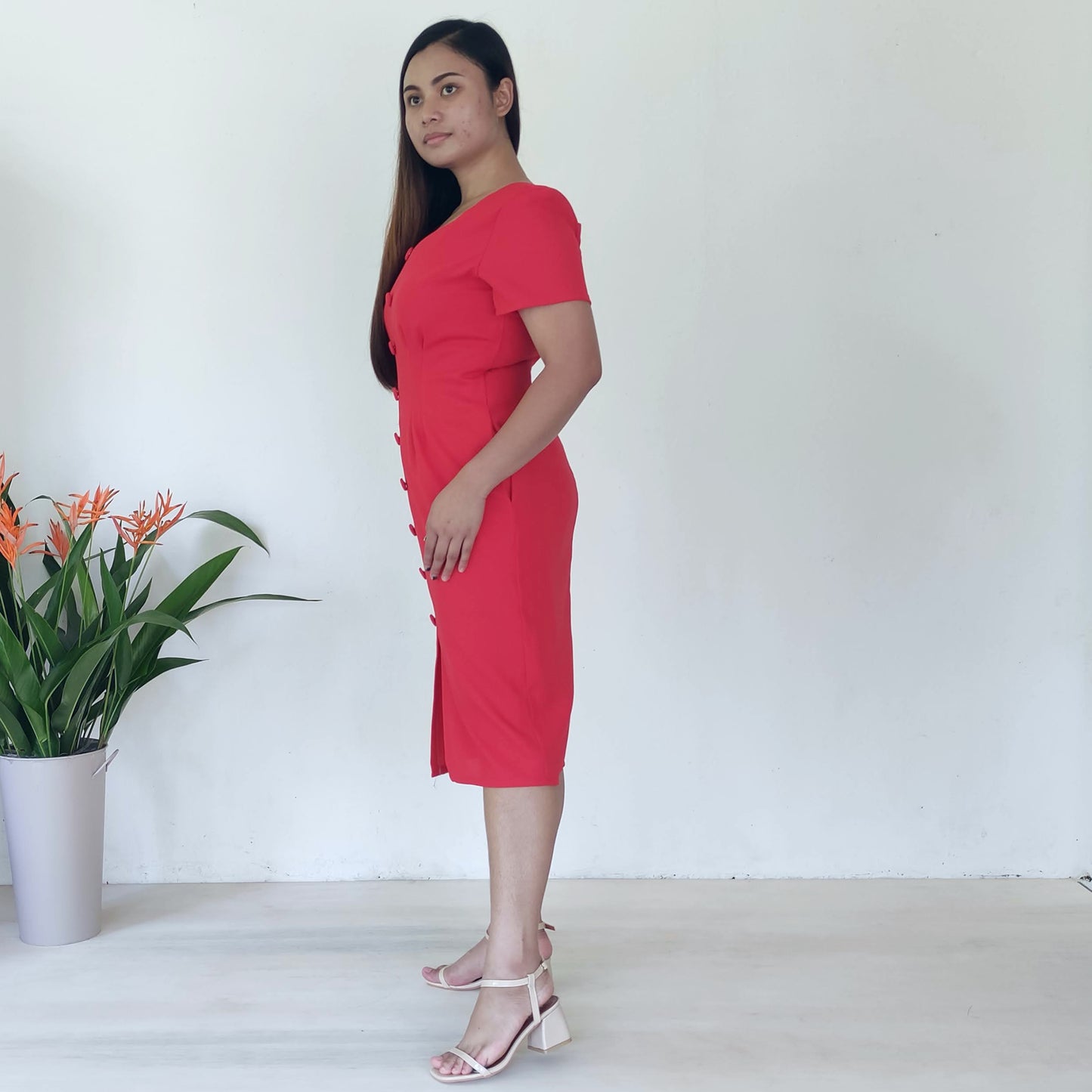 sweetheart neckline pencil dress | red | posh affaires