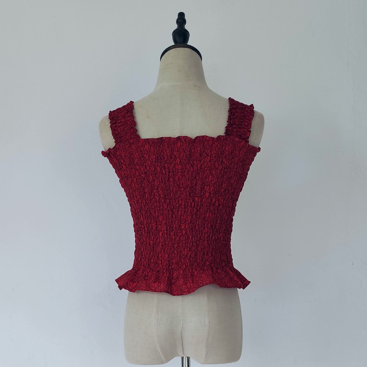 sleeveless smocked top | red | posh affaires