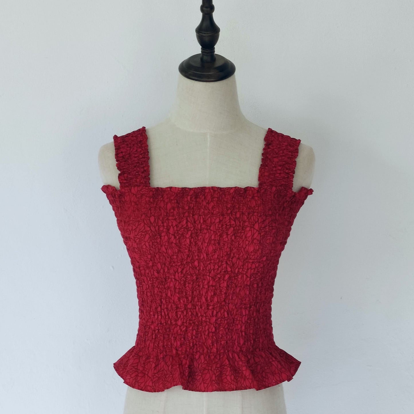 sleeveless smocked top | red | posh affaires