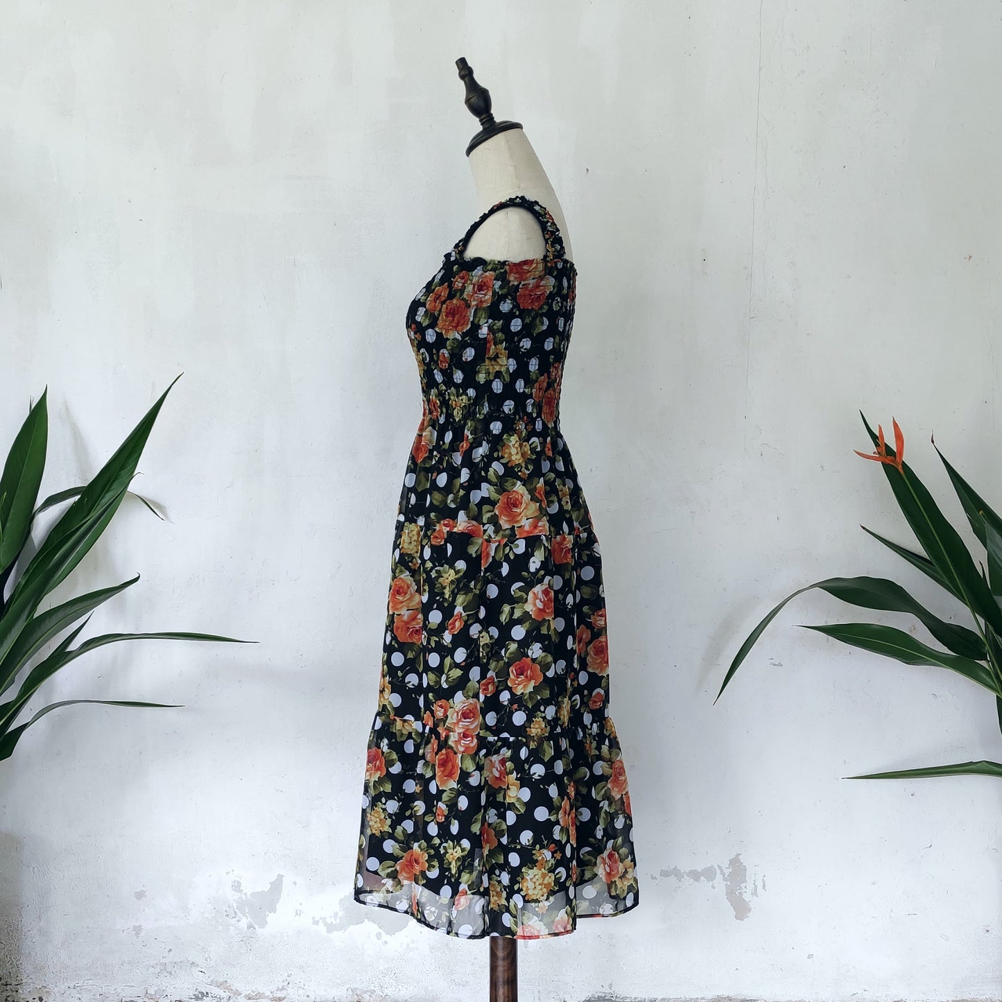 floral midi dress | black | posh affaires