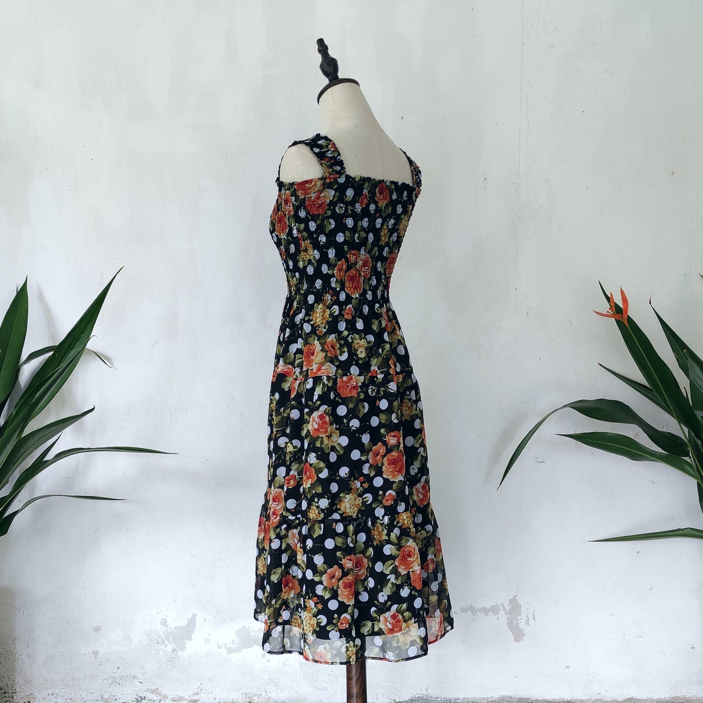 floral midi dress | black | posh affaires