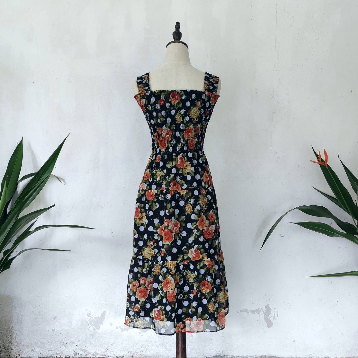 floral midi dress | black | posh affaires