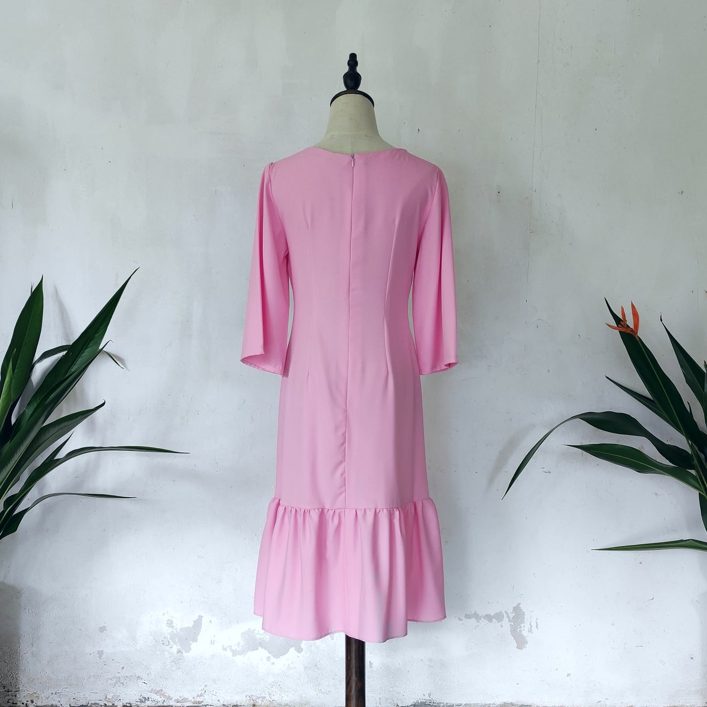 kimono sleeve midi dress | baby pink | posh affaires