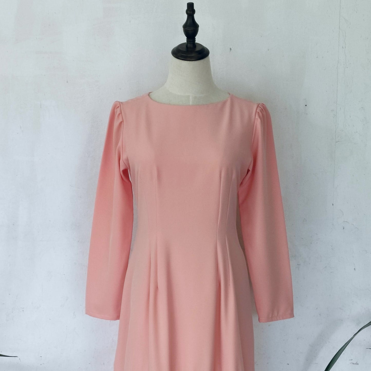 long sleeve midi dress | peach | posh affaires