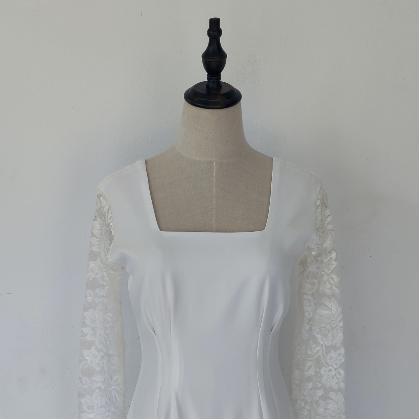 long sleeve midi wedding dress - off white | posh affaires