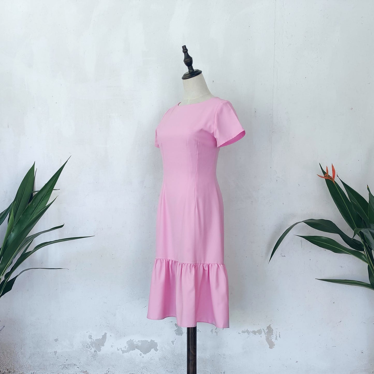 short sleeve midi dress | baby pink | posh affaires