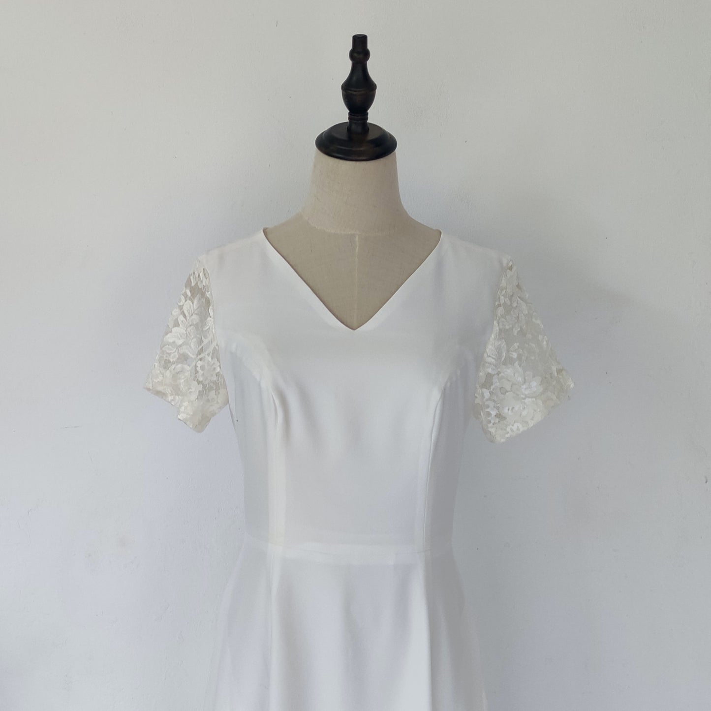 short sleeve midi wedding dress - off white | posh affaires