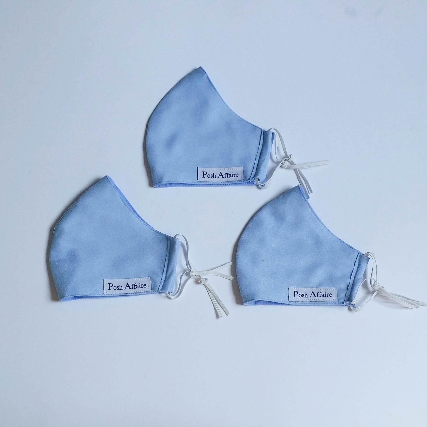 fabric face masks with elastic ear loops | baby blue | set of 3
