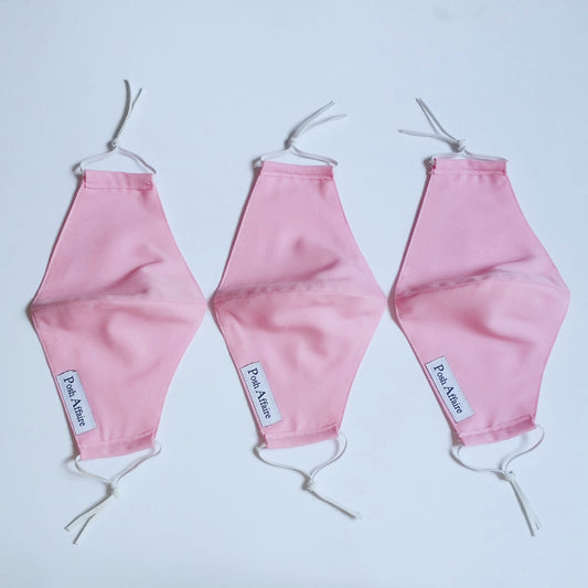 fabric face masks with elastic ear loops | baby pink | set of 3