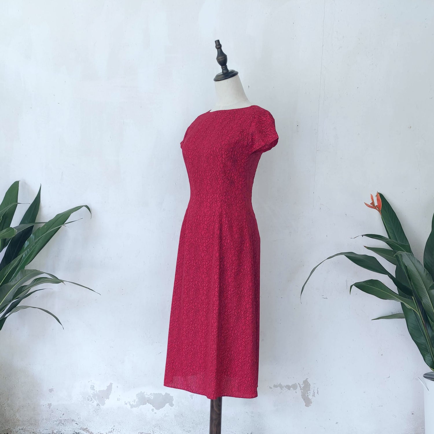 fit and flare midi dress red | cotton dress