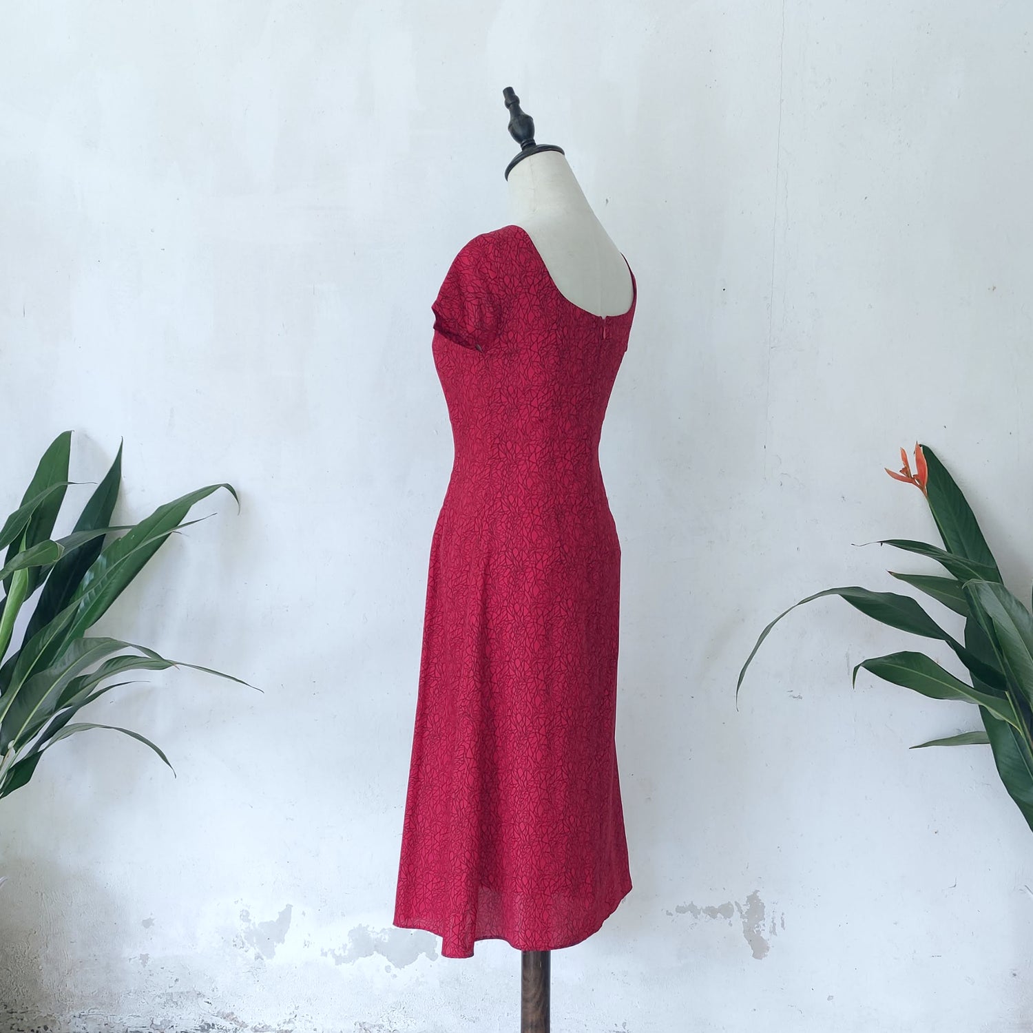 fit and flare midi dress red | cotton dress