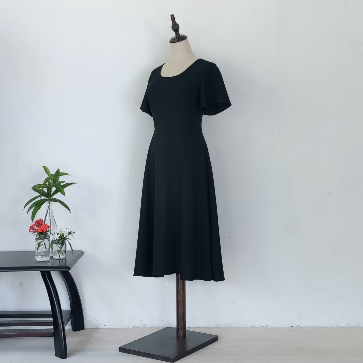 flutter sleeve little black dress | posh affaires