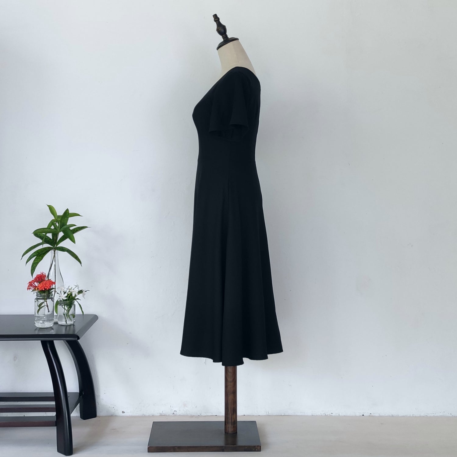 flutter sleeve little black dress | posh affaires