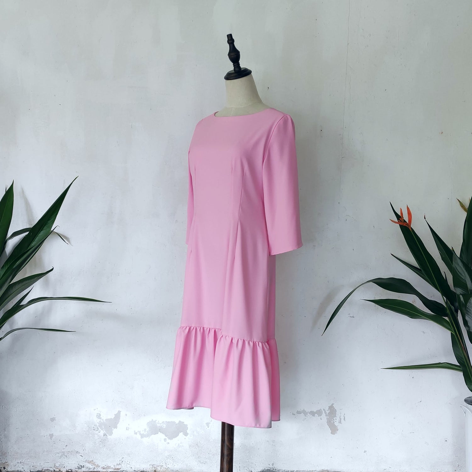 kimono sleeve midi dress | baby pink | posh affaires