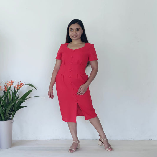 sweetheart neckline pencil dress | red | posh affaires