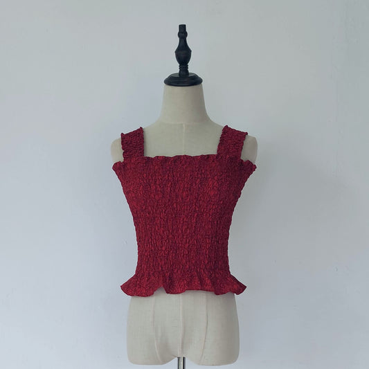 sleeveless smocked top | red | posh affaires