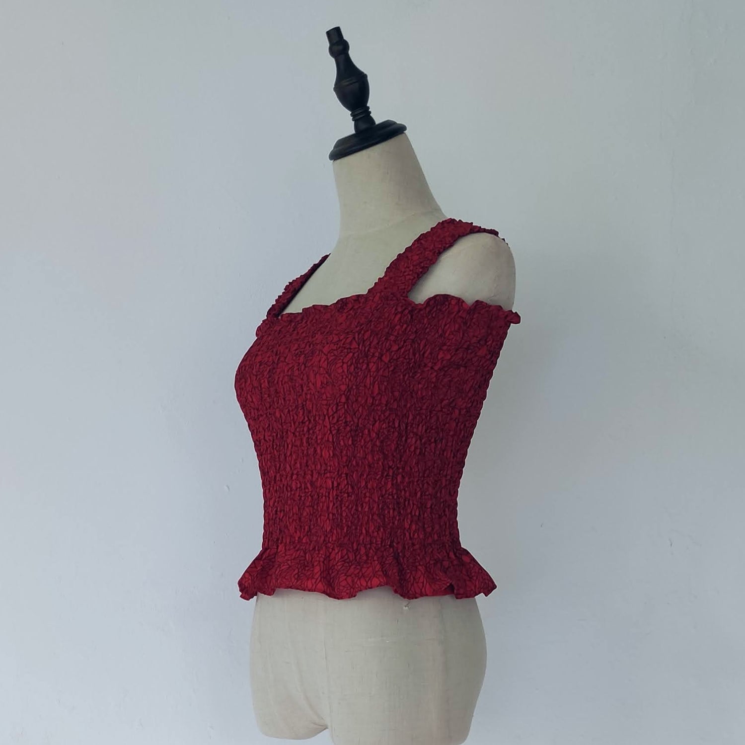 sleeveless smocked top | red | posh affaires