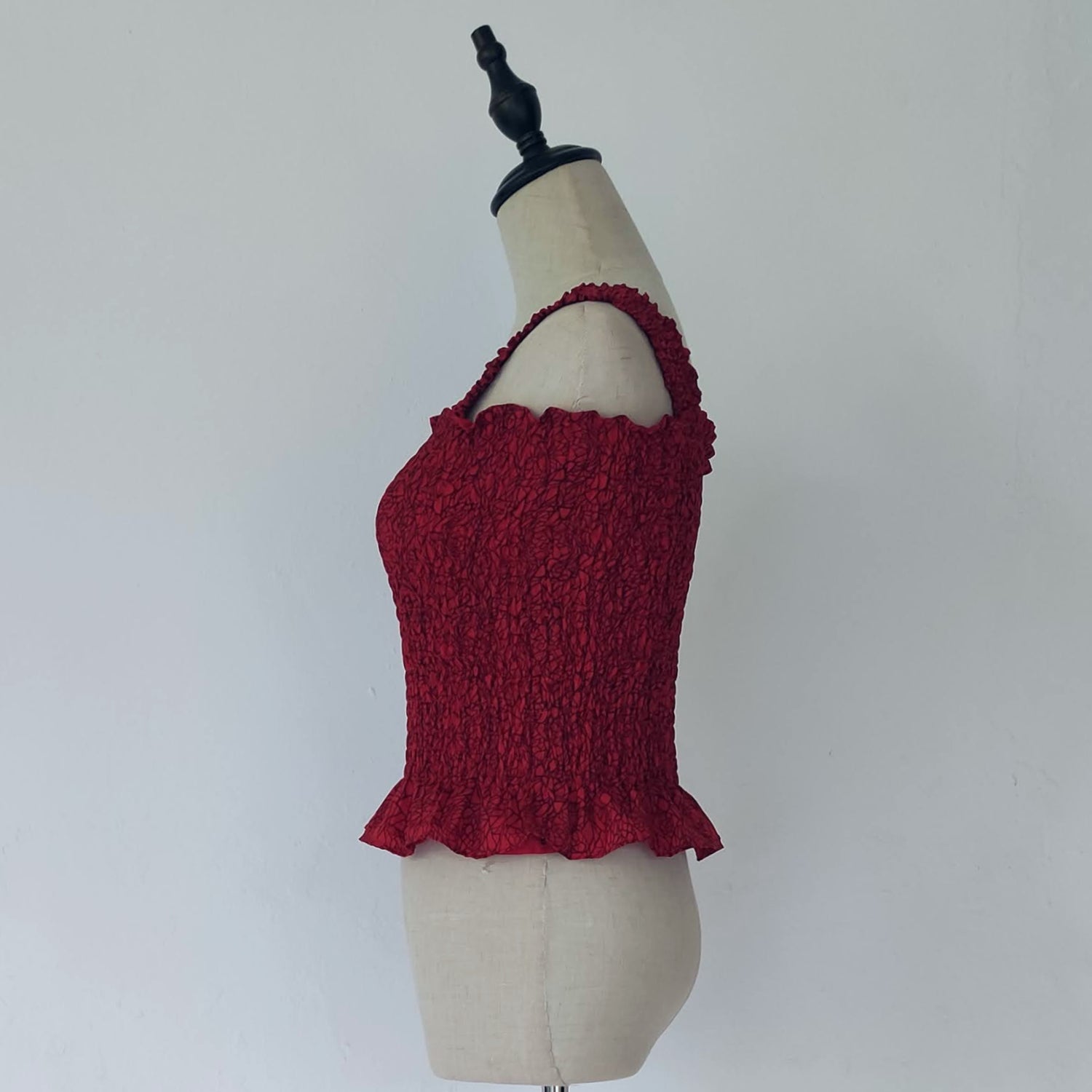 sleeveless smocked top | red | posh affaires