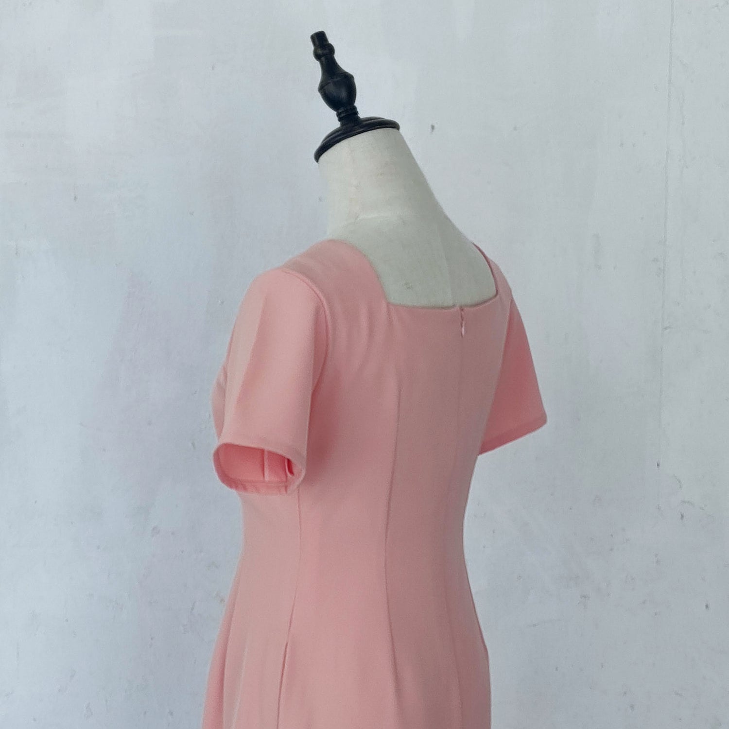 square neckline fit and flare midi dress | peach | posh affaires