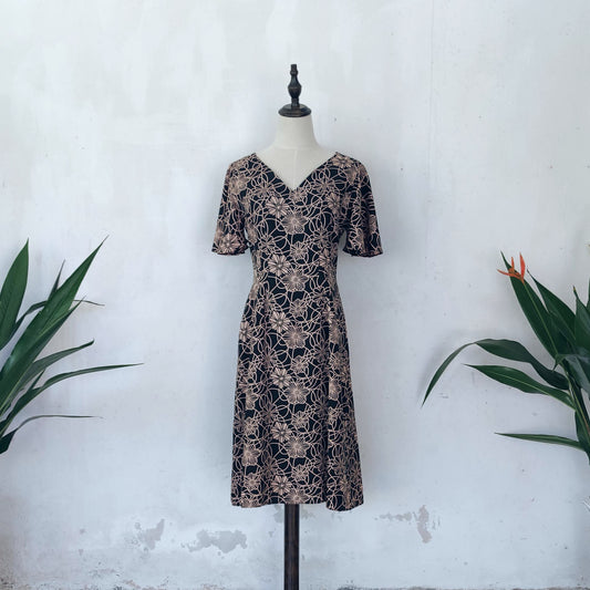 floral midi dress | black | posh affaires