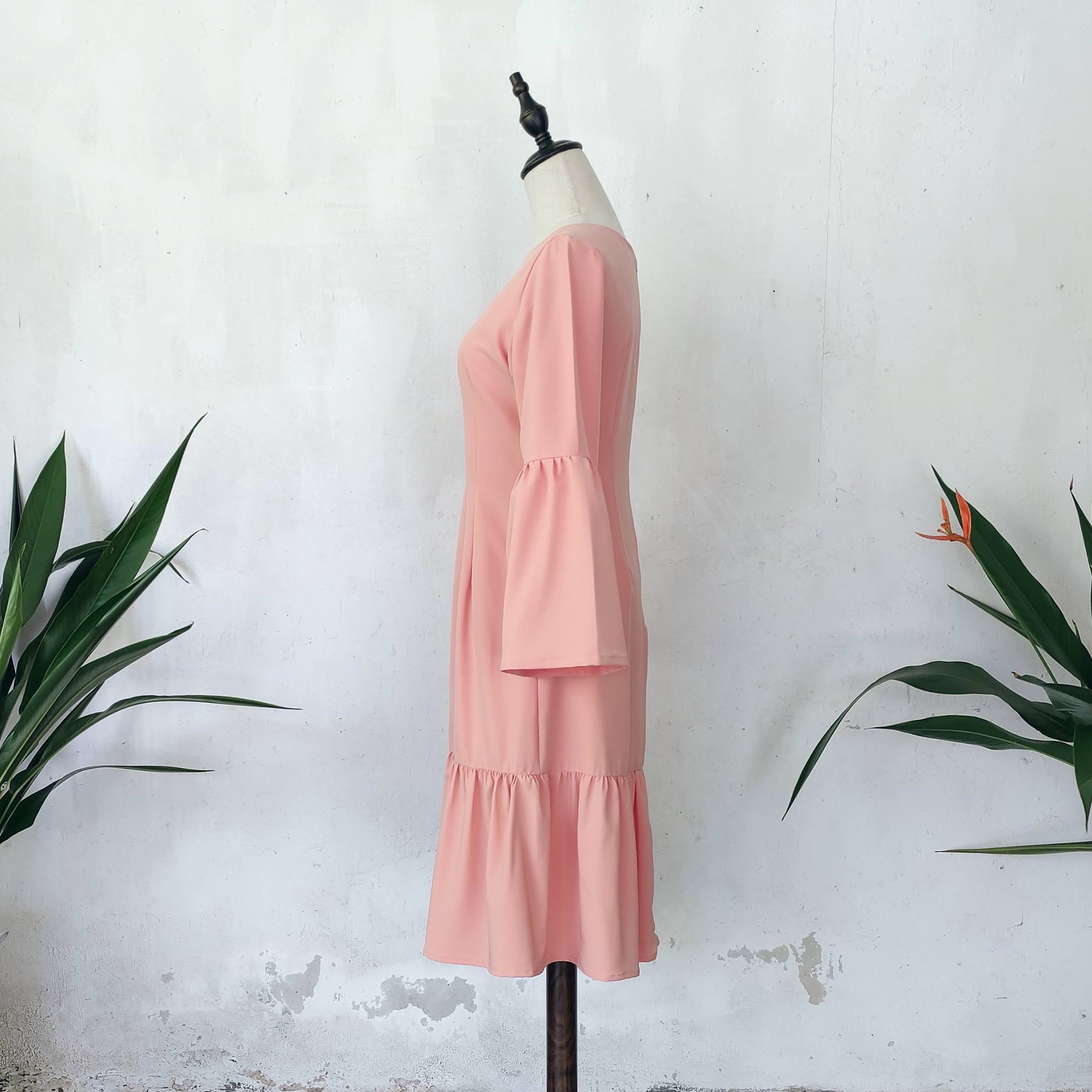 Long Sleeve Dress | Peach | POSH AFFAIRES