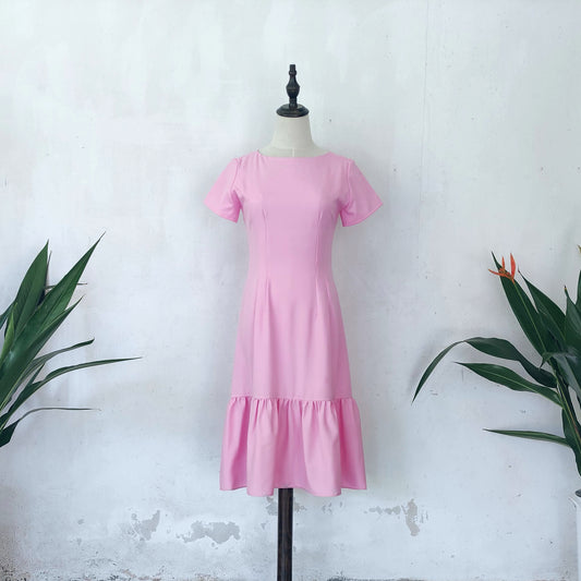 short sleeve midi dress | baby pink | posh affaires