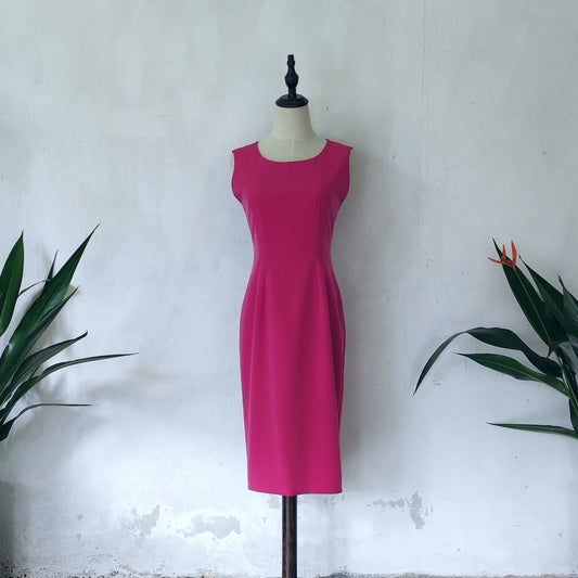 sleeveless pencil midi dress | fuchsia | posh affaires